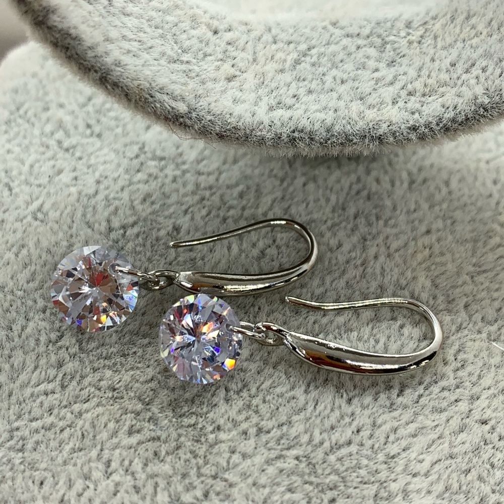 Sterling Silver CZ Drop Earrings - Picture 4 of 5